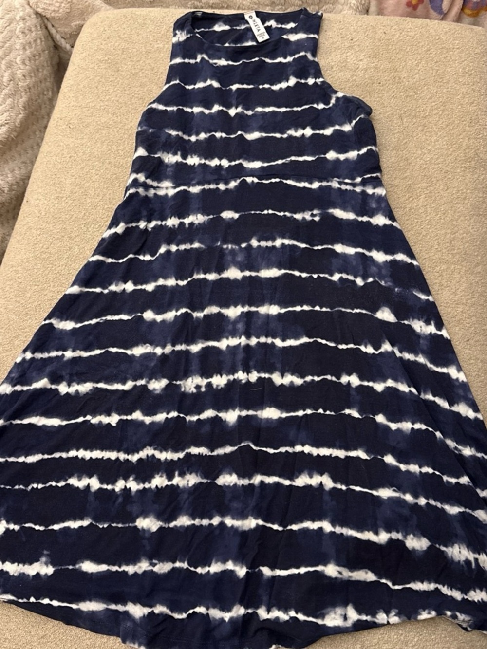 Athleta Santorini Thera Navy and White Tie-Dye A-Line Skirt - Small